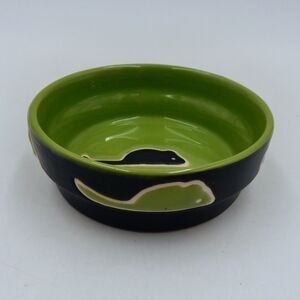 Ethical Pet Products Fresco Mouse Cat Ceramic Dish Bowl 5 Inch Green Black